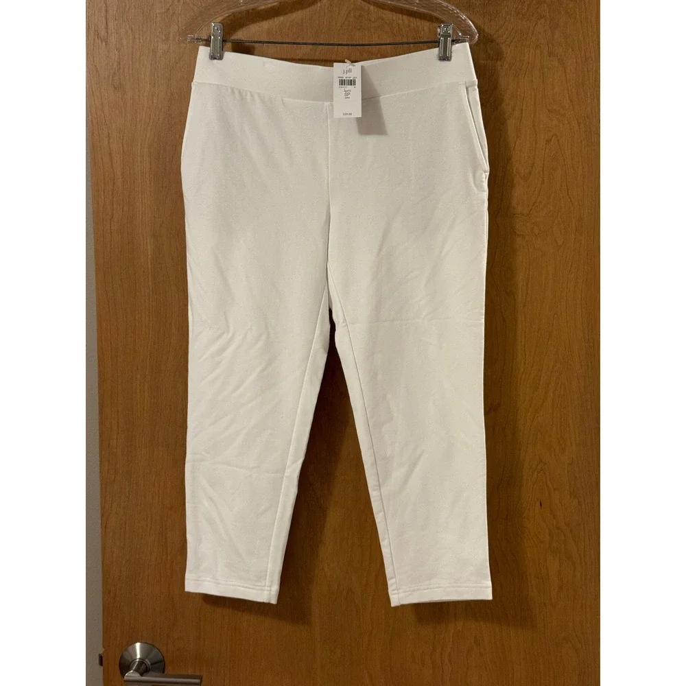 J. Jill White Ankle Pants Petite Small SP Pull On Tapered Leg Trousers 192652 - Picture 1 of 6